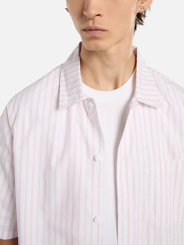 DICKIES, Venedocia Stripe Shirt SS - White, GÖMLEK, shopi go'da!