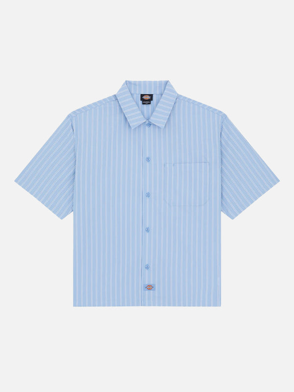 DICKIES, Venedocia Stripe Shirt SS - Endless Sky, GÖMLEK, shopi go'da!