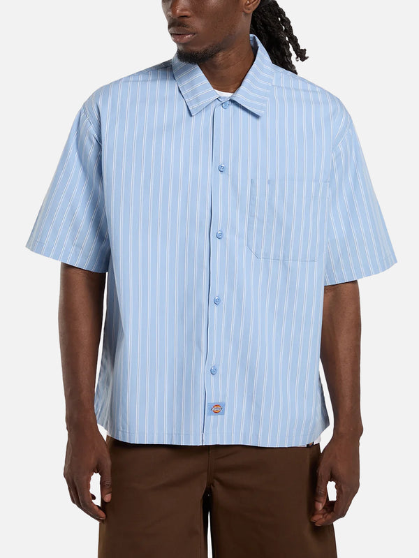 DICKIES, Venedocia Stripe Shirt SS - Endless Sky, GÖMLEK, shopi go'da!