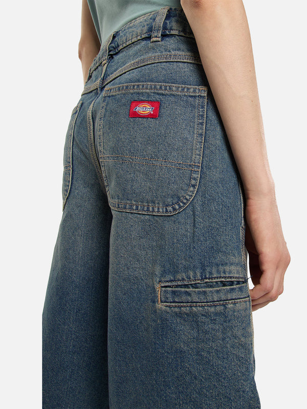 DICKIES, 957 13 inch Loose Denim Short W - Khaki Tinted Blue, ŞORT, shopi go'da!