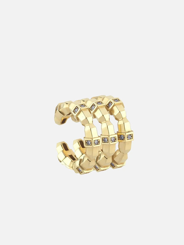 DIME TRIBE Triple Edge Ear Cuff – altın, yakın çekim