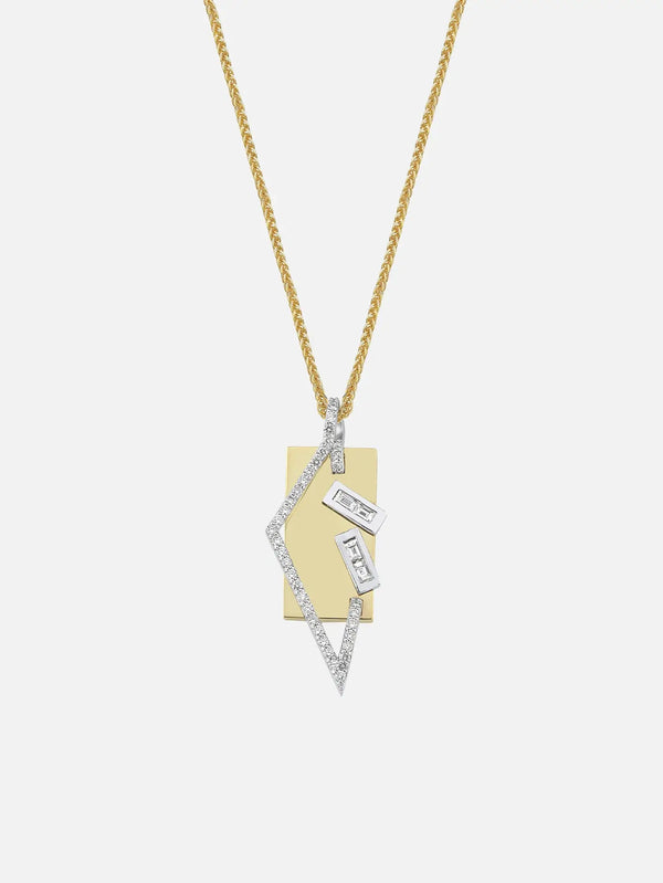 shopi go A-D-A Signature Kolye – altın renkli, taşlı geometrik kolye, ön görünüm