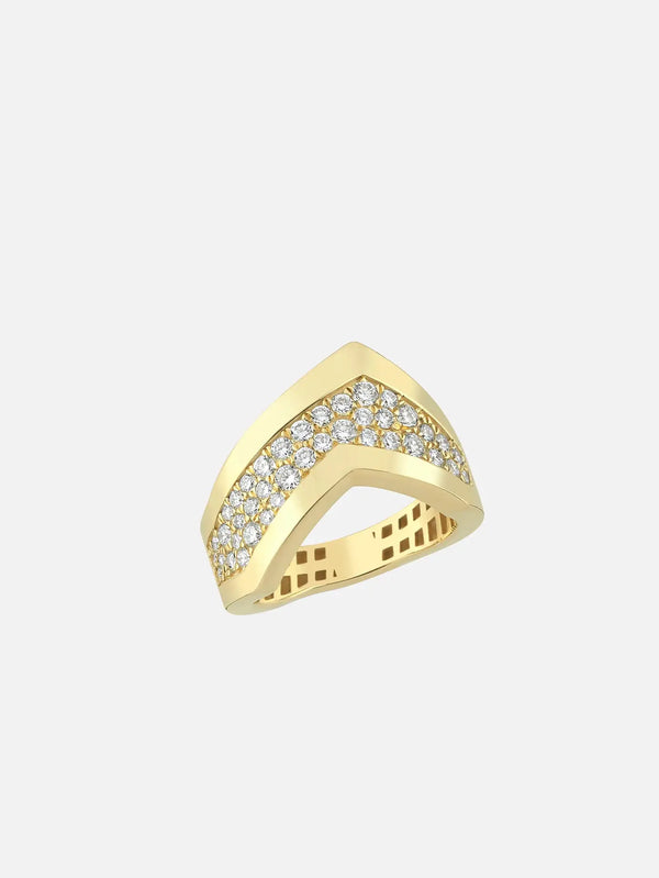 DIME TRIBE Gold Chevron Yüzük – altın, önden görünüm