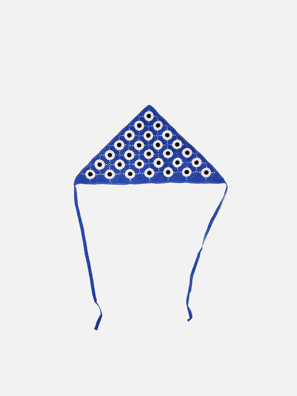 OHM HANDMADE, Evil Eye Bandana - Saks Beyaz Siyah, BANDANA, shopi go'da!