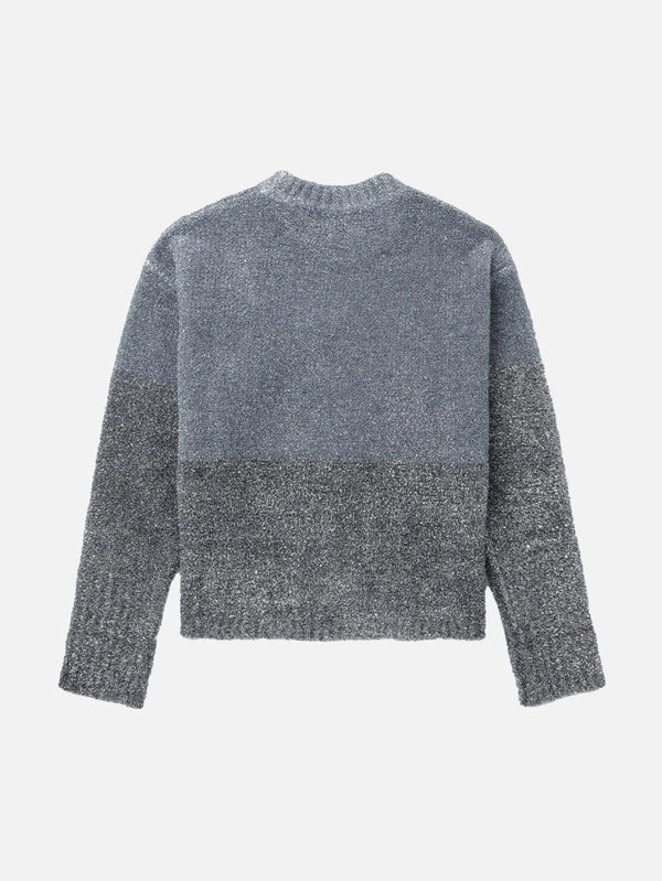 ERL - KAZAK - Glitter Skull Intarsia Pullover - Grey - shopi go'da!.