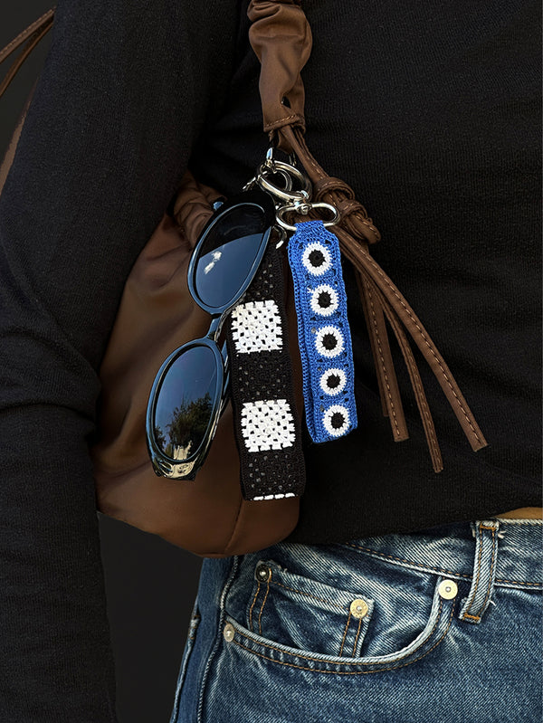 OHM HANDMADE, Evil Eye Anahtarlık - Saks Beyaz Siyah, ANAHTARLIK, shopi go'da!