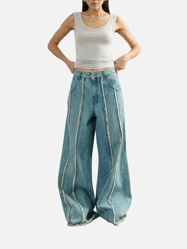 EX DE RUE Fringe Denim Jean I – denim blue, önden görünüm