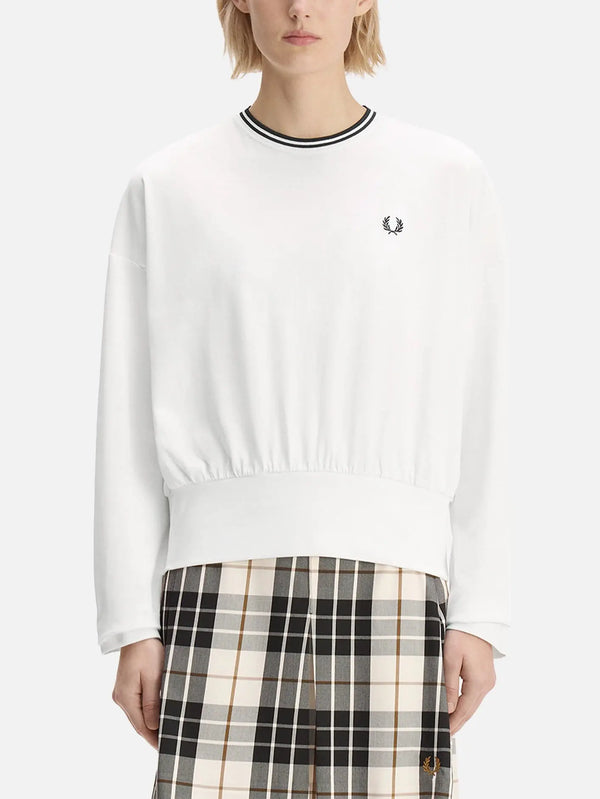 FRED PERRY Twin Tipped L/S T-Shirt - Snow White – Snow White, önden görünüm