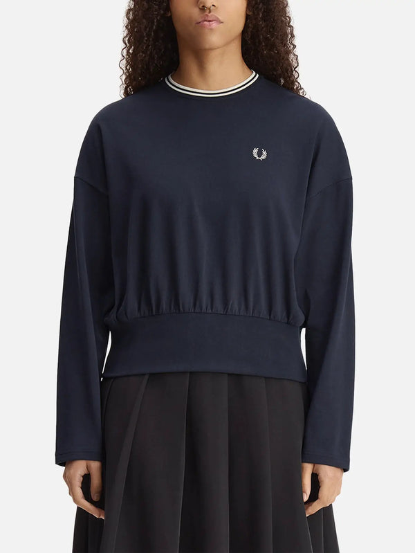 FRED PERRY Twin Tipped L/S T-Shirt - Navy/White – Navy/White, ön görünüm