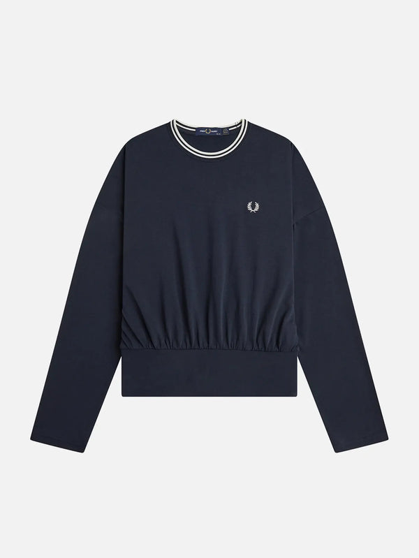 FRED PERRY Twin Tipped L/S T-Shirt – Navy/White, önden görünüm