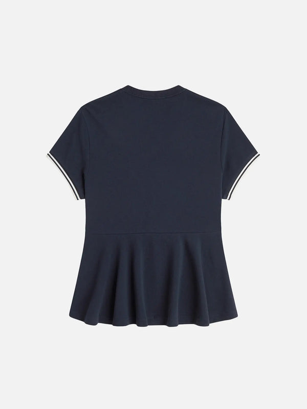 FRED PERRY Peplum Pique T-Shirt – Navy/White, arka görünüm