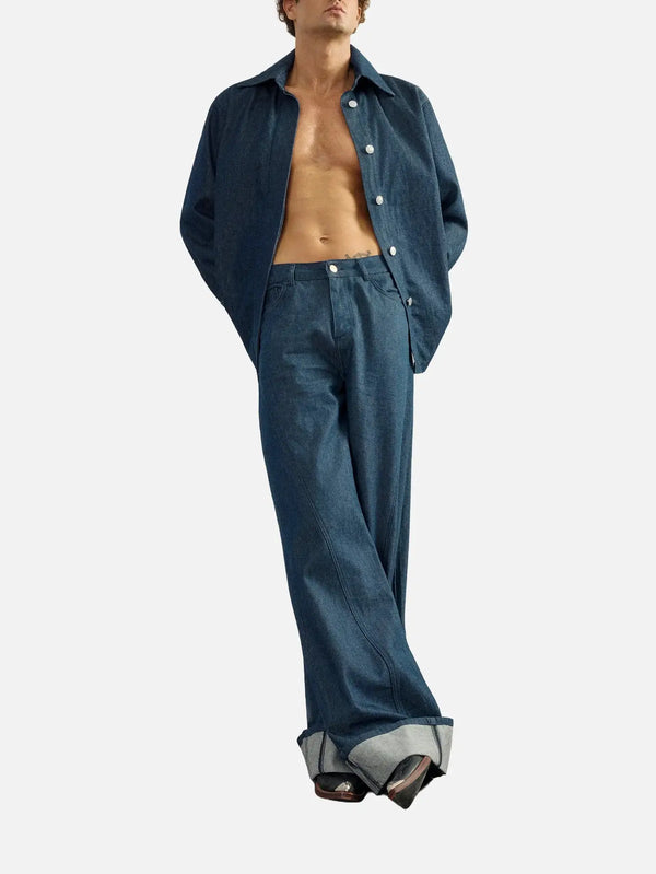 EX DE RUE Haze Denim Kimono Shirt II – lacivert, önden görünüm