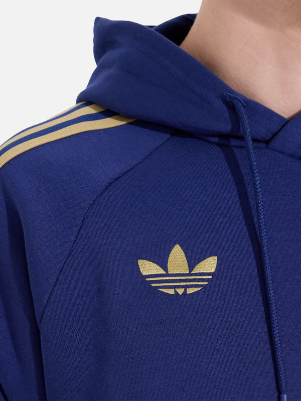 ADIDAS ORIGINALS Fenerbahçe OG2 Hoodie – lacivert, omuzlarda bej şeritler ve altın trefoil logosu
