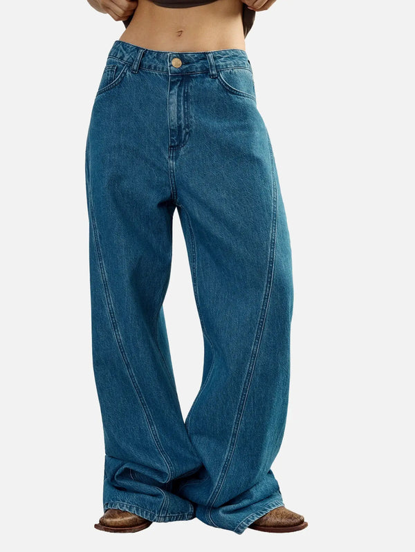 EX DE RUE Haze Kimono Blue Denim Jean I W – Blue Denim, önden görünüm