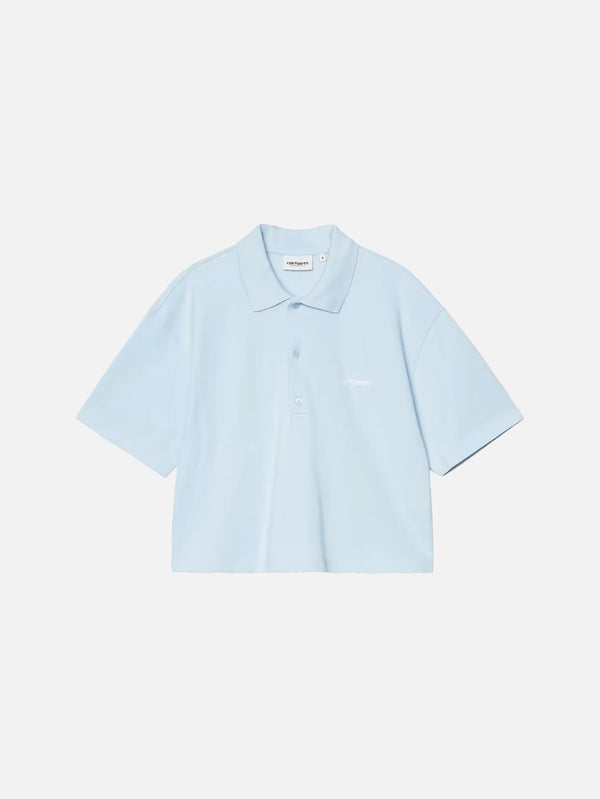 CARHARTT WIP, W' S/S Carhartt Script Polo TS - Icaria/White, T-SHIRT, shopi go'da!