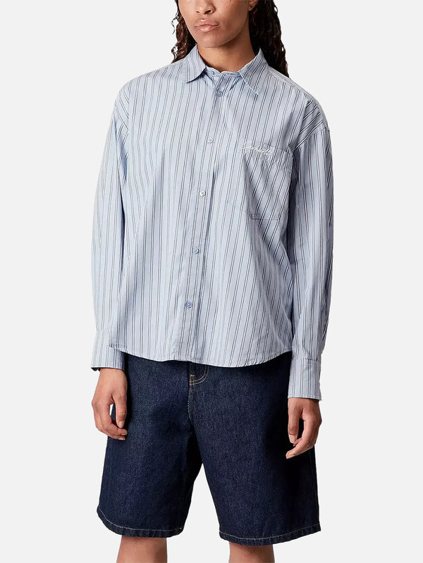CARHARTT WIP, W' L/S Grimsby Shirt - Grimsby Stripe/Blue Fog, GÖMLEK, shopi go'da!