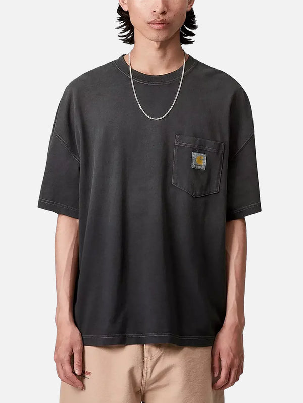 CARHARTT WIP, S/S Hudson Pocket T-Shirt - Black Chalk Wash, T-SHIRT, shopi go'da!