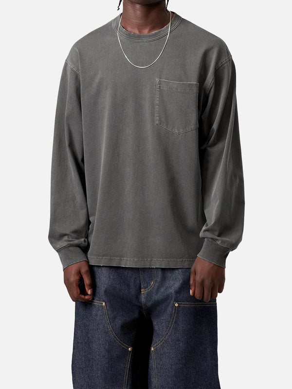 CARHARTT WIP - T-SHIRT - L/S Torion Pocket T-Shirt - Black Grind Wash - shopi go'da!.