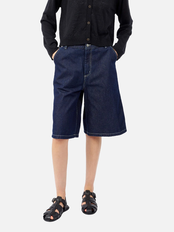 CARHARTT WIP, W' Nixon Single Knee Short - Blue Rinsed, ŞORT, shopi go'da!
