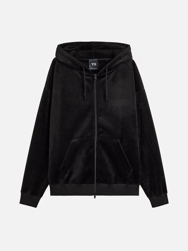 Y-3 Velvet Corduroy Zip Hoodie – siyah, önden görünüm