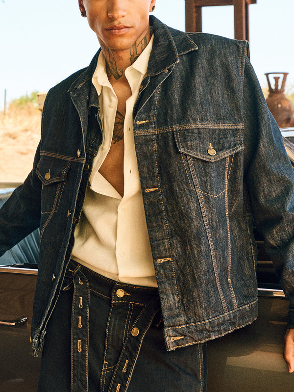 IN.K II - CEKET - Pleated Trucker Jacket - Night Indigo - shopi go'da!.