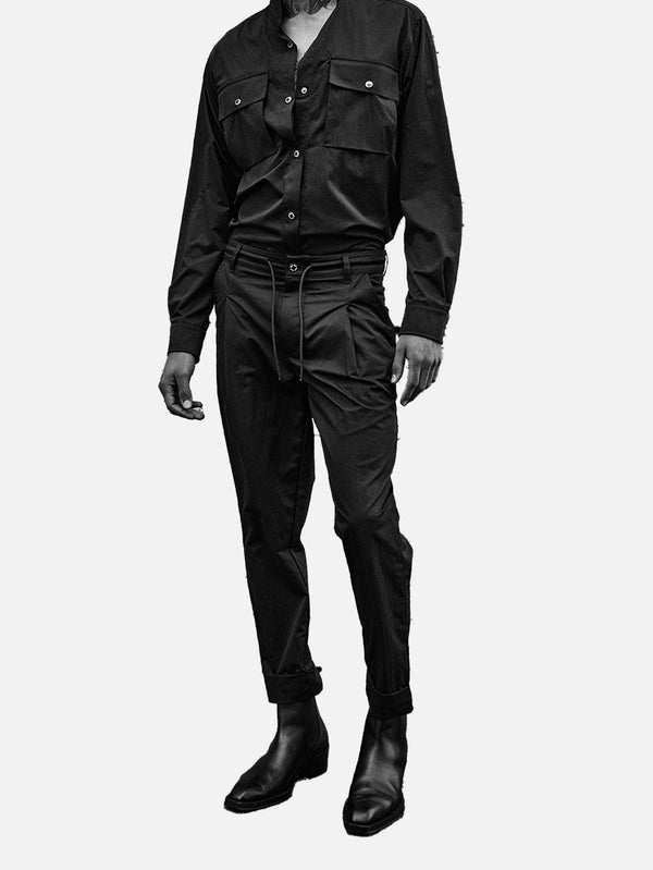 IN.K II - PANTOLON - Nylon Chino Trouser - Black - shopi go'da!.