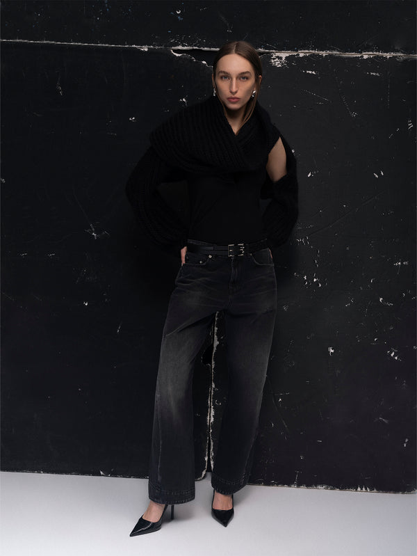 IN.K II - PANTOLON - Twistline Loosefit Jean - Black - shopi go'da!.