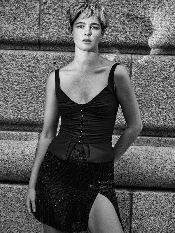 IN.K II - BLUZ - Seam Busted Top  - Black - shopi go'da!.