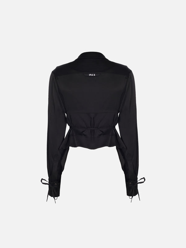 IN.K II - BLUZ - Fluid Silk Blouse - Black - shopi go'da!.