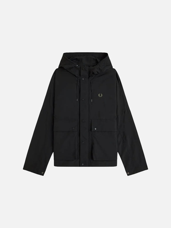 FRED PERRY Cropped Ripstop Parka – siyah, ön görünüm