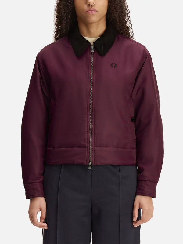 FRED PERRY Padded Caban Jacket – Plum, önden görünüm