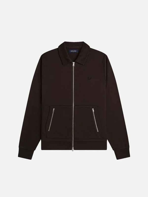 FRED PERRY Tennis Net Tape Track Jacket – Rich Brown, önden görünüm