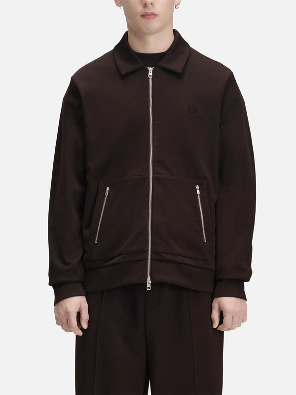 FRED PERRY Tennis Net Tape Track Jacket - Rich Brown – Rich Brown, ön görünüm