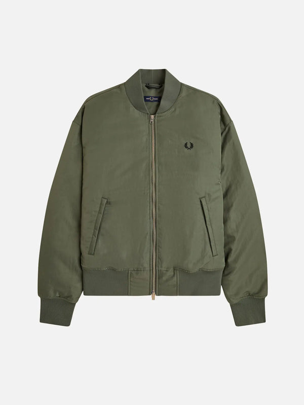 FRED PERRY Quilted Tennis Bomber Jacket - Field Green – Field Green, önden görünüm
