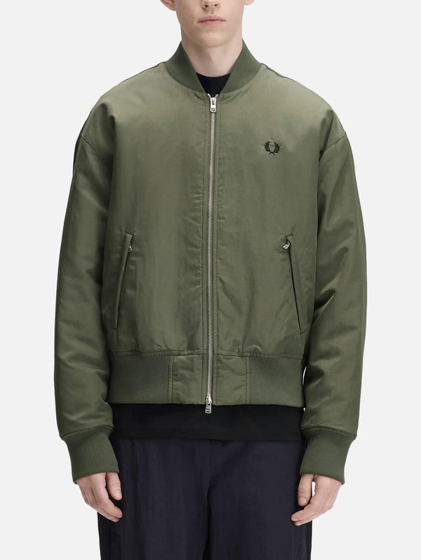 FRED PERRY Quilted Tennis Bomber Jacket - Field Green – Field Green, ön görünüm