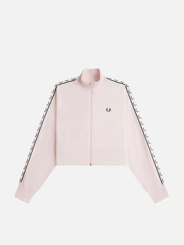 FRED PERRY Cropped Taped Track Jacket – Iced Pink, önden görünüm