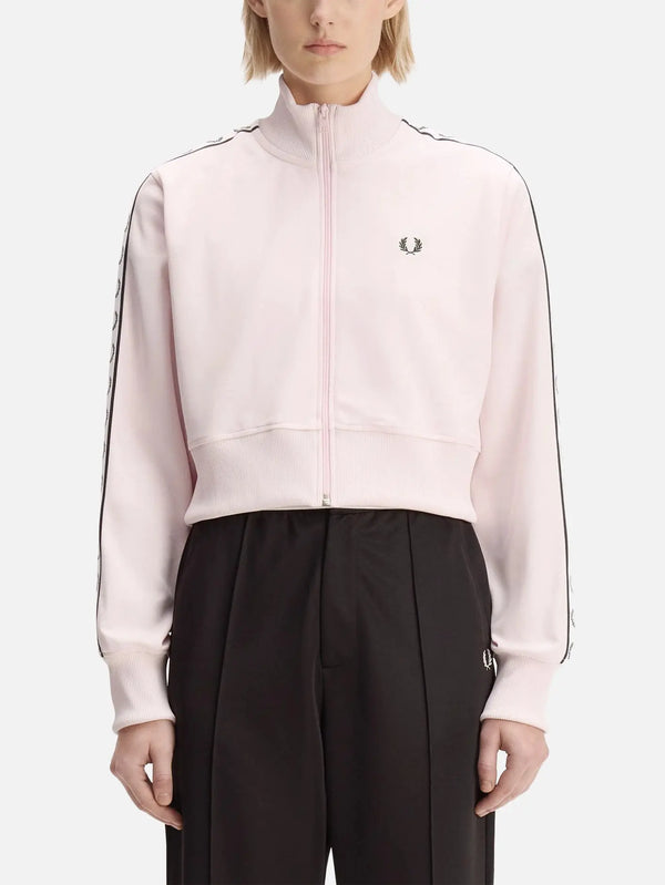 FRED PERRY Cropped Taped Track Jacket - Iced Pink – Iced Pink, önden görünüm