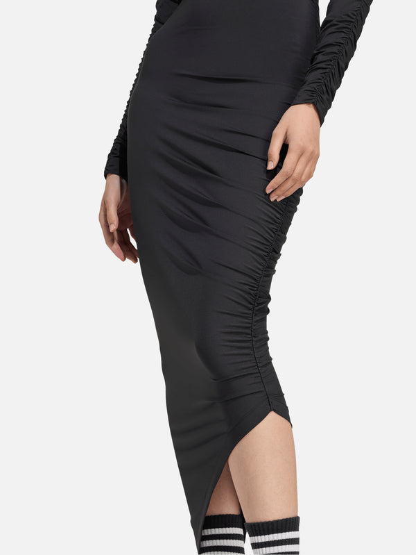 ADIDAS ORIGINALS, Ruched Maxi Dress - Black, ELBİSE, shopi go'da!