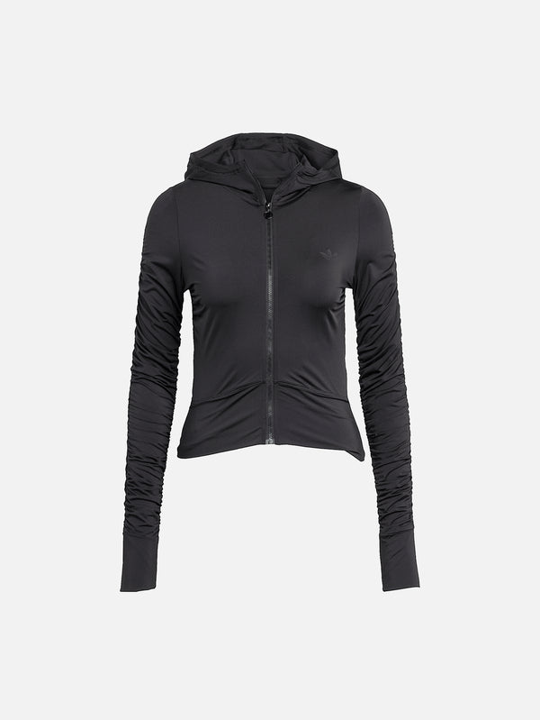 Ruched Track Top - Black