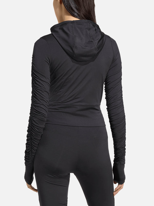 Ruched Track Top - Black