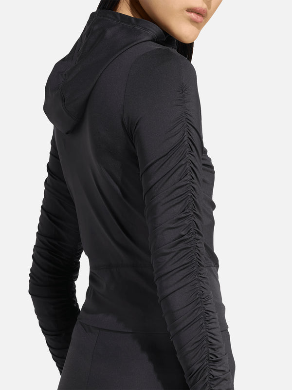 Ruched Track Top - Black