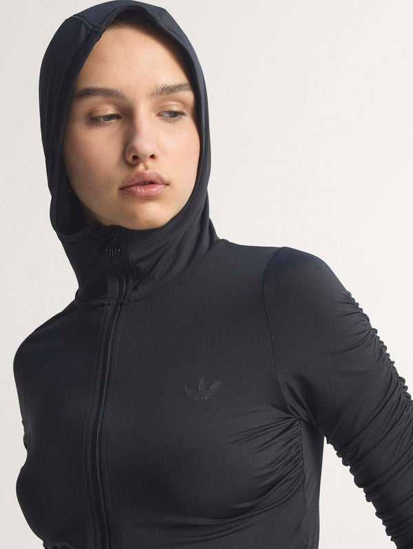 Ruched Track Top - Black