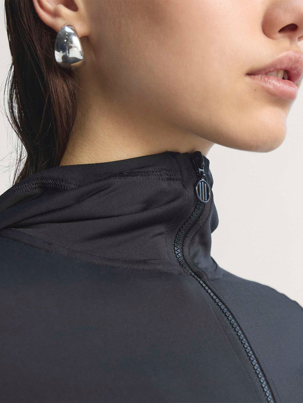 Ruched Track Top - Black