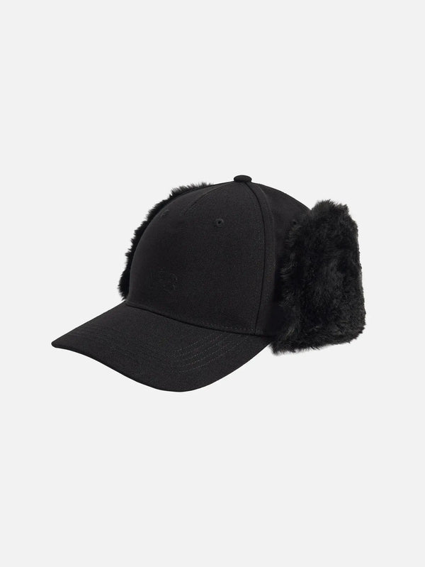 Y-3 Winter Cap - Black – siyah, yandan görünüm, kürklü kulaklı tasarım