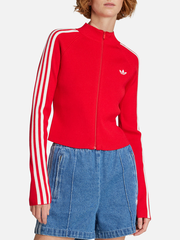 ADIDAS ORIGINALS, Adicolor 3-Stripes Slim Knit Track Top - Red, EŞOFMAN ÜSTÜ, shopi go'da!