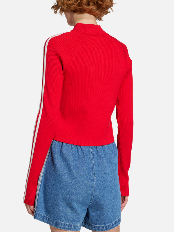 ADIDAS ORIGINALS, Adicolor 3-Stripes Slim Knit Track Top - Red, EŞOFMAN ÜSTÜ, shopi go'da!