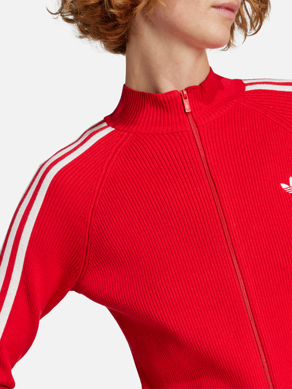 ADIDAS ORIGINALS, Adicolor 3-Stripes Slim Knit Track Top - Red, EŞOFMAN ÜSTÜ, shopi go'da!