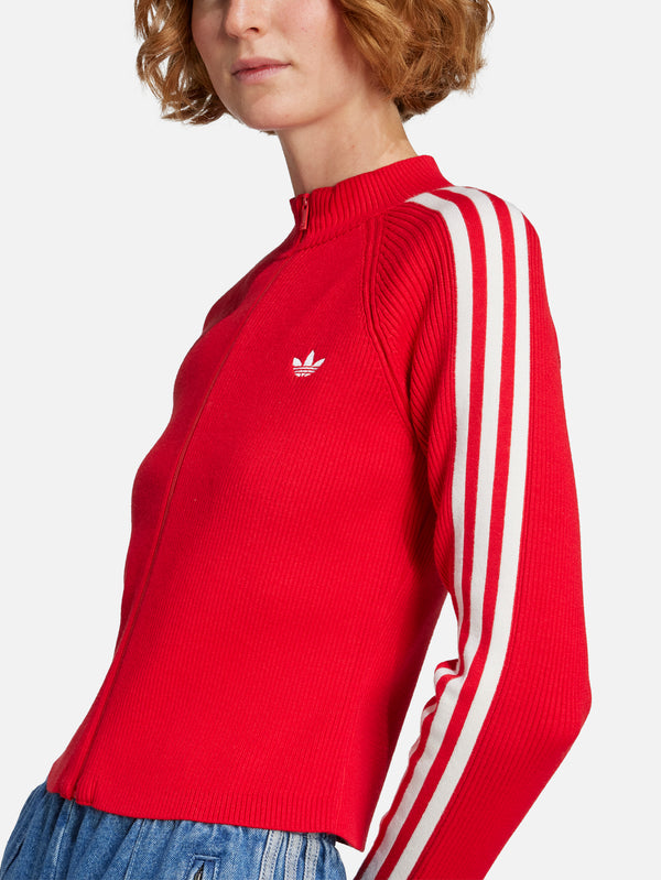ADIDAS ORIGINALS, Adicolor 3-Stripes Slim Knit Track Top - Red, EŞOFMAN ÜSTÜ, shopi go'da!