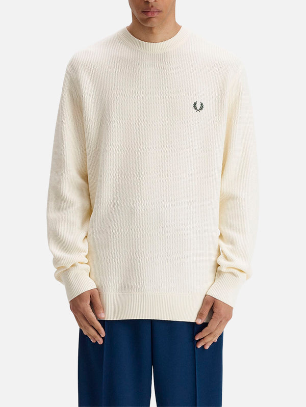 FRED PERRY, Textured Jumper - Ecru, KAZAK, shopi go'da!