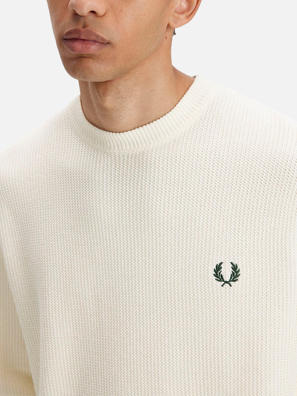 FRED PERRY, Textured Jumper - Ecru, KAZAK, shopi go'da!